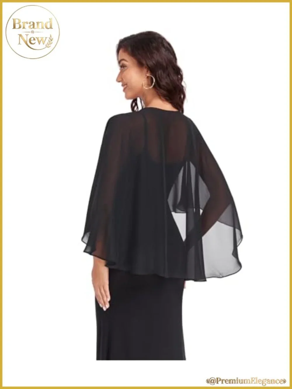 Sheer Chiffon Shawl Wrap Evening Dress Capelet Cover Up for Women